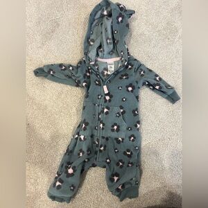 Carter's leopard print hooded onesie 3M
